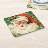 kerstman met ringzegen kartonnen onderzetters (Schuin)