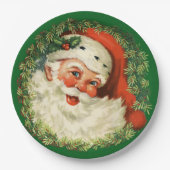 kerstman met ringzegen papieren bordje (Voorkant)