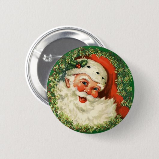  kerstman met ringzegen ronde button 5,7 cm (Voorkant /achterkant)