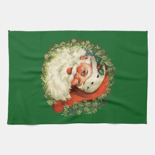 kerstman met ringzegen theedoek (Horizontaal)