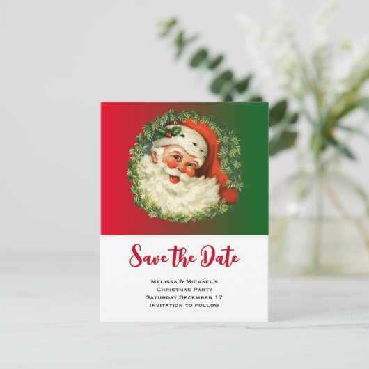 kerstman met ringzegen uitnodiging briefkaart (Staand voorkant)