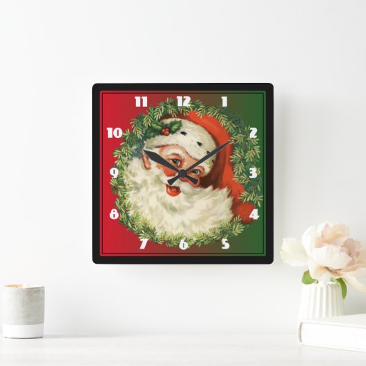 kerstman met ringzegen vierkante klok (Huis)