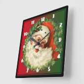 kerstman met ringzegen vierkante klok (Hoek)