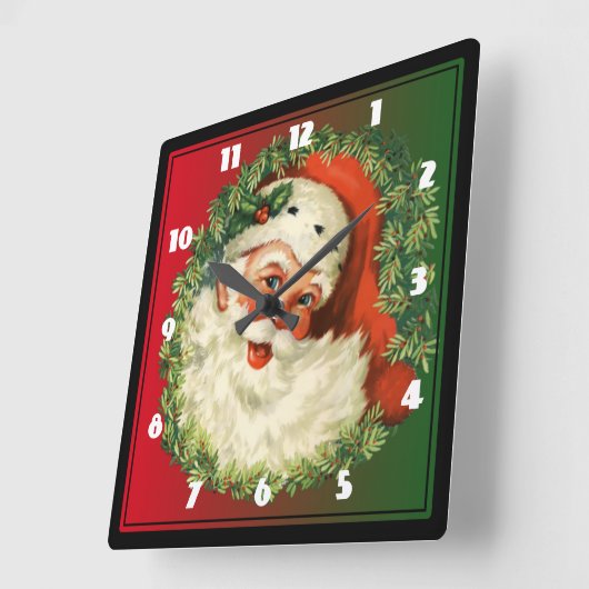  kerstman met ringzegen vierkante klok (Hoek)