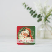  kerstman met ringzegen vierkante visitekaartje (Staand voorkant)