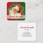  kerstman met ringzegen vierkante visitekaartje (Voorkant / Achterkant)