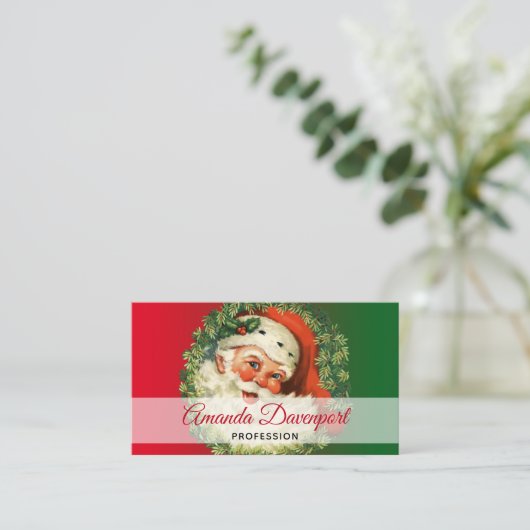  kerstman met ringzegen visitekaartje (Staand voorkant)