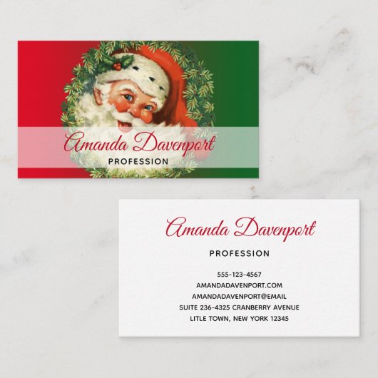  kerstman met ringzegen visitekaartje (Voorkant / Achterkant)