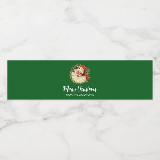 kerstman met ringzegen waterfles etiket (Enkel label)