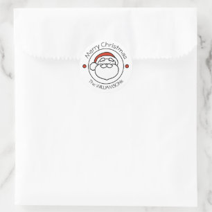 Kerstman met rode hoed ronde sticker