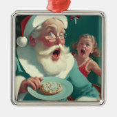 kerstman met rode kerst metalen ornament (Voorkant)
