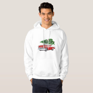 Kerstman met rode oude wagen hoodie