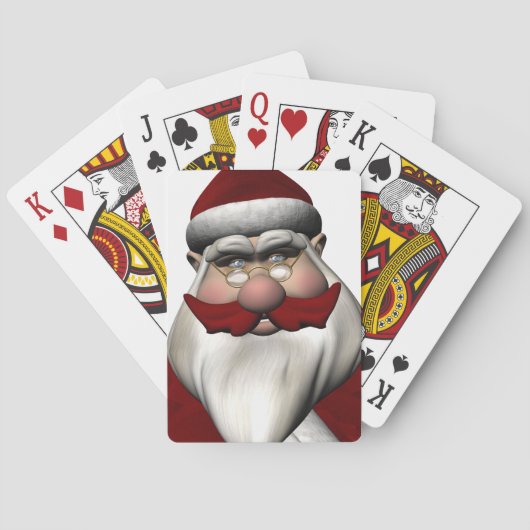 kerstman met rode snor pokerkaarten (Achterkant)
