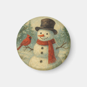 Kerstman met rode vogel Kerstmis vintage Magneet