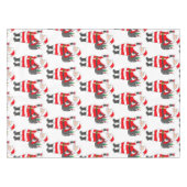 Kerstman met rode wijn glas & wijn zak kerst tafelkleed (Voorkant (Horizontaal))