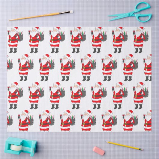 Kerstman met rode wijn glas & wijn zak kerst tissuepapier (Craft)