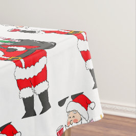 Kerstman met rode wijn glas & wijn zak Kerstmis Tafelkleed
