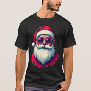 Kerstman Met Rode Zonnebril In Een Clic Vakantiest T-shirt