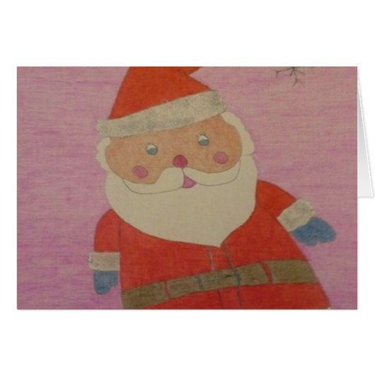 Kerstman met roze kerstKaart (Voorkant Horizontaal)