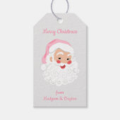 Kerstman met roze Pet met kerstmis Cadeaulabel (Voorkant)