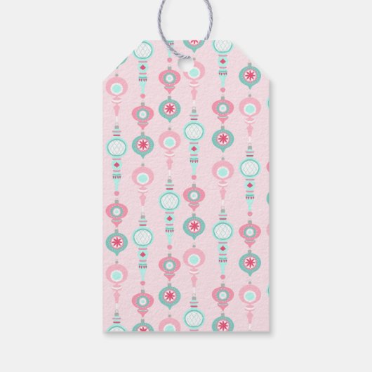 Kerstman met roze Pet met kerstmis Cadeaulabel (Achterkant)