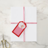 Kerstman met roze Pet met kerstmis Cadeaulabel (Met Touw)