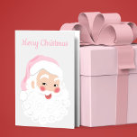 Kerstman met roze Pet met kerstmis Feestdagen Kaart<br><div class="desc">Spreid de stijl van de vrolijkheid van de feestdag met dit klantgerichte wenskaart uit met een retro stijlSanta Claus grafisch die in een roze Kerstman wordt gekleed die tegen een lichtgrijze achtergrond wordt geplaatst. Het bericht op de voorzijde en de binnenkant van deze kaart kan in uw eigen douanetekst worden...</div>