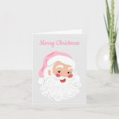 Kerstman met roze Pet met kerstmis Feestdagen Kaart (Voorkant)