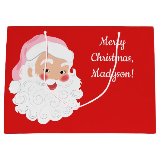 Kerstman met roze Pet met kerstmis Groot Cadeauzakje (Voorkant)