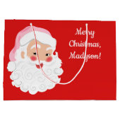 Kerstman met roze Pet met kerstmis Groot Cadeauzakje (Achterkant)