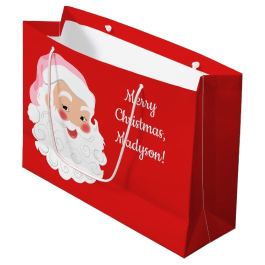 Kerstman met roze Pet met kerstmis Groot Cadeauzakje (Voorkant Gekanteld)