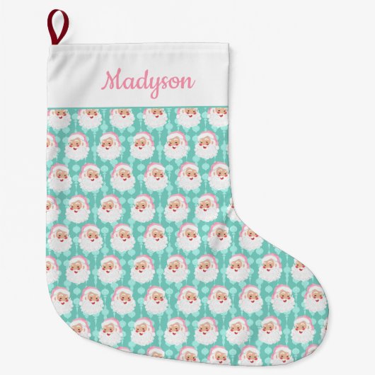 Kerstman met roze Pet met kerstmis Grote Kerstsok (Voorkant)