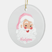 Kerstman met roze Pet met kerstmis Keramisch Ornament (Links)