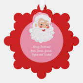 Kerstman met roze Pet met kerstmis Ornament Kaart (Achterkant)