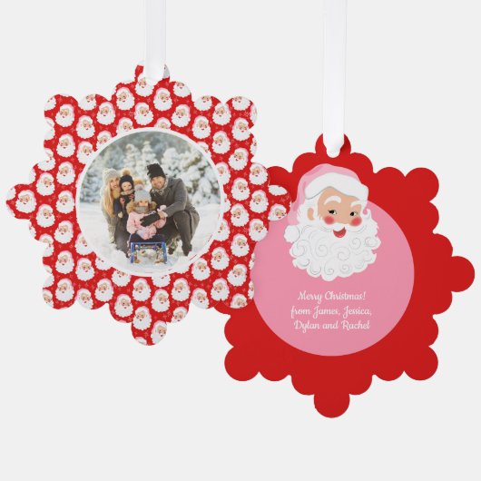 Kerstman met roze Pet met kerstmis Ornament Kaart (Voorkant / Achterkant)