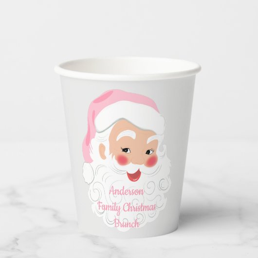 Kerstman met roze Pet met kerstmis Papieren Bekers (Voorkant)