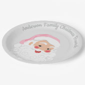 Kerstman met roze Pet met kerstmis Papieren Bordje (Gekanteld)