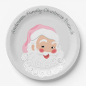 Kerstman met roze Pet met kerstmis Papieren Bordje (Voorkant)