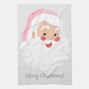 Kerstman met roze Pet met kerstmis Theedoek