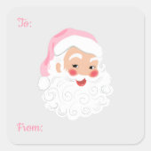 Kerstman met roze Pet met kerstmis Vierkante Sticker (Voorkant)