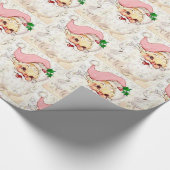 kerstman met roze retro cadeaupapier (Hoek)