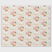 kerstman met roze retro cadeaupapier (Vlak)