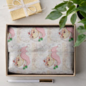  kerstman met roze retro tissuepapier (Geschenk)