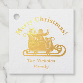 Kerstman met Rudolph in Sleigh Christmas familiena Bedankjes Labels