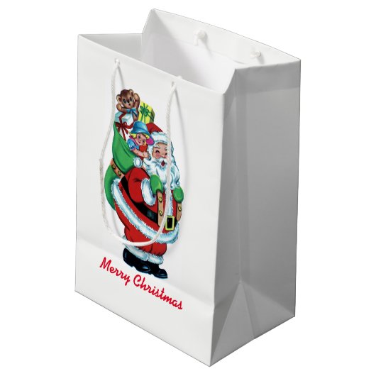  kerstman met rugzak medium cadeauzakje (Achterkant Gekanteld)