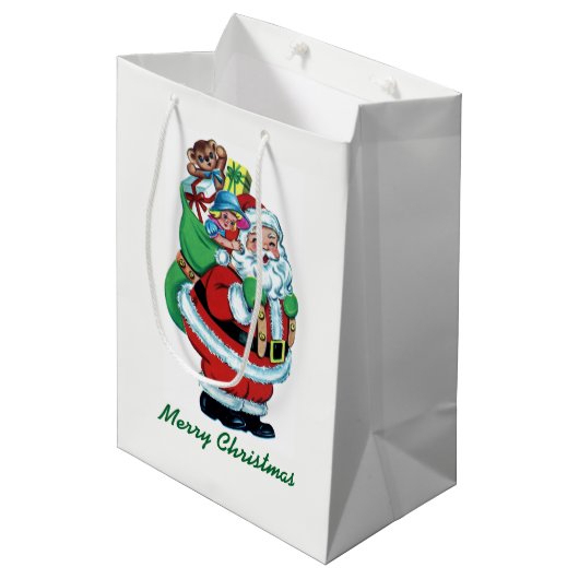  kerstman met rugzak medium cadeauzakje (Voorkant Gekanteld)