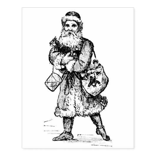  kerstman met rugzak van Cadeaus Rubberstempel (Afrduk)