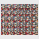 Kerstman met Schnauzer Kerst Kunst Cadeaupapier (Vlak)