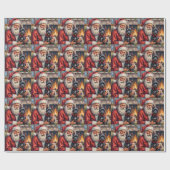 Kerstman met Schotse Terriër Kerst Kunst Cadeaupapier (Vlak)