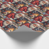 Kerstman met Schotse Terriër Kerst Kunst Cadeaupapier (Hoek)